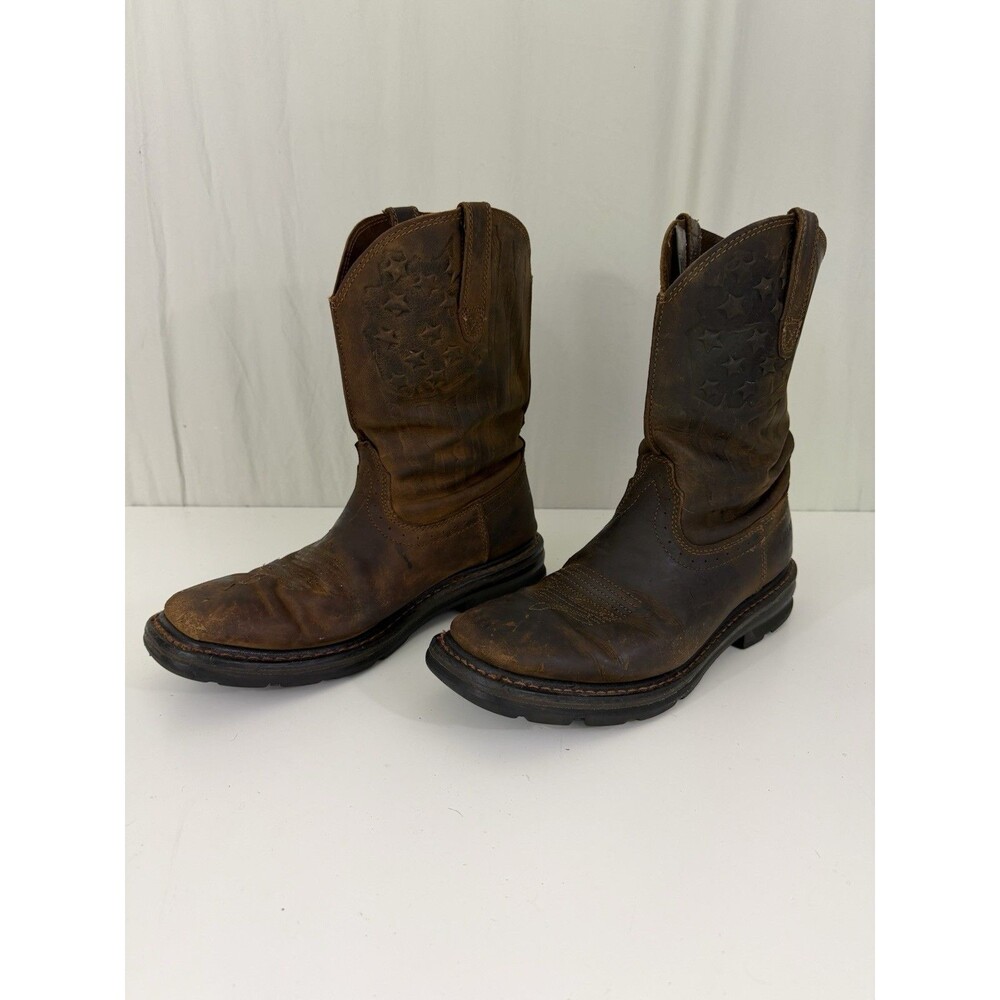 Ariat Sierra Shock Shield Patriot Brown Mens Sz 10D American Flag Work Boots